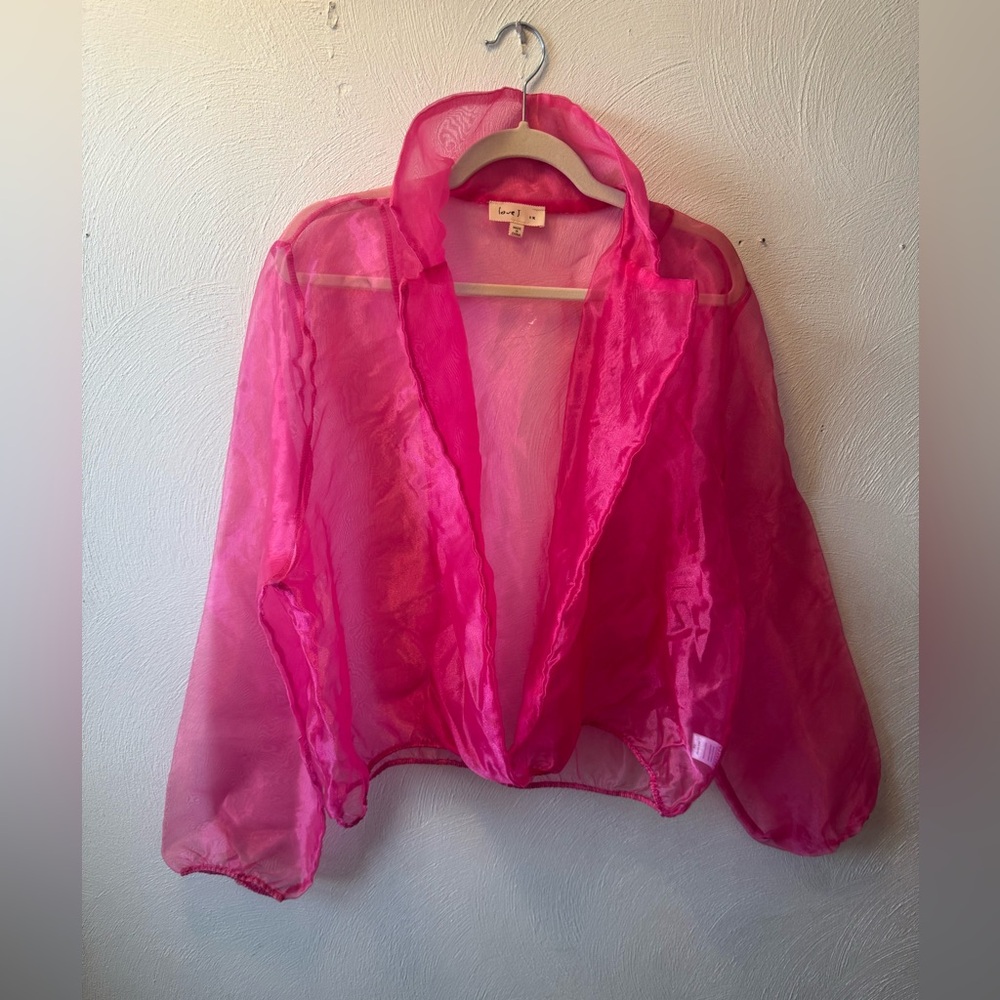 love J Sheer Hot Pink Organza Blazer Jacket